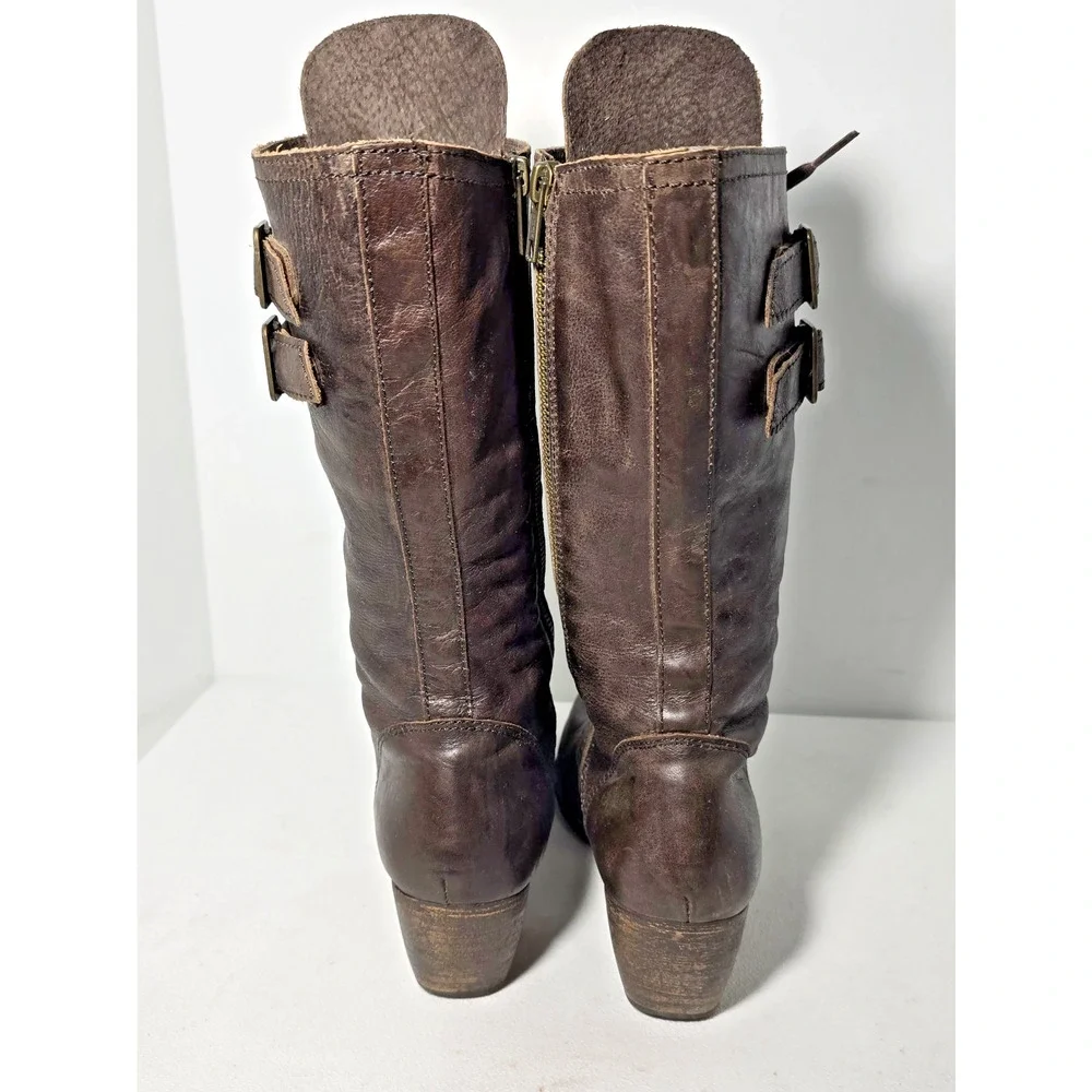 Red Or Dead Leather Steampunk Lace Up Zip Boots Made Spain EU 41 US 9.5-10 Brown